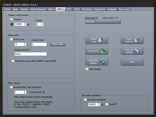 Photo booth cash control System - Other2 Settings