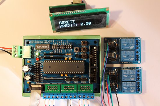 CASH-Interface MC8 mit Ausgangsrelais via ND-300 Adapter + OLED Display