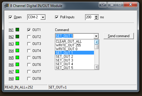 8 Channel Digital IN/OUT Module example program
