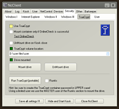 Security settings TrueCrypt